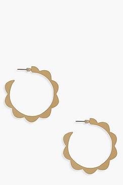 Boohoo Scallop Edge Hoop Earrings