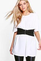 Boohoo Abigail Belted Oversized Corset Detail T-shirt