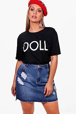 Boohoo Plus Arabella Doll Printed Tee