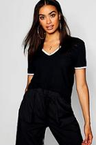 Boohoo V Neck Ringer T-shirt