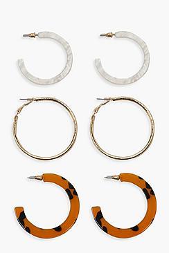 Boohoo Resin And Gold Hoop Pack
