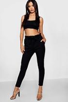 Boohoo Poppy Paperbag Waist Tapered Trousers