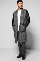 Boohoo 3/4 Smart Tailored Jacket With Pu Sleeves Charcoal
