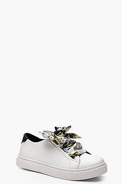 Boohoo Amy Scarf Print Lace Up Trainers