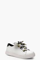 Boohoo Amy Scarf Print Lace Up Trainers