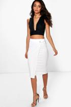 Boohoo Tall April Wrap Front Buckle Midi Skirt White