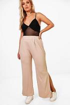 Boohoo Plus Julie Jersey Wide Leg Split Trouser