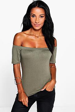 Boohoo Tara Off The Shoulder T-shirt