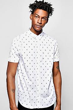 Boohoo Short Sleeve Spider Print Shirt
