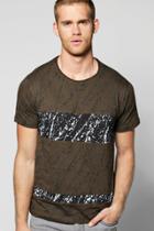 Boohoo Splatter Panel Scoop Neck T-shirt Khaki