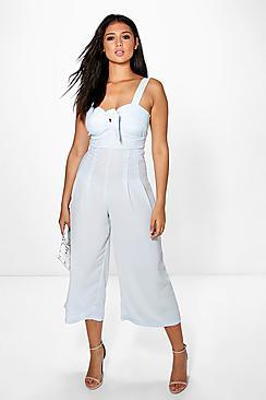 Boohoo Jenny Twist Front Culotte Jumpsuit
