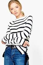 Boohoo Rosie Nautical Stripe Fisherman Jumper