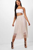 Boohoo Lola Bead Embellished Tulle Midi Skirt