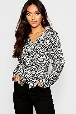 Boohoo Petite Twist Front Satin Shirt