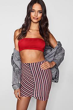 Boohoo Megan Contrast Stripe Step Hem Mini Skirt