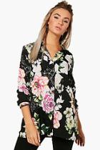 Boohoo Evelyn Floral Oversized Woven Shirt Top