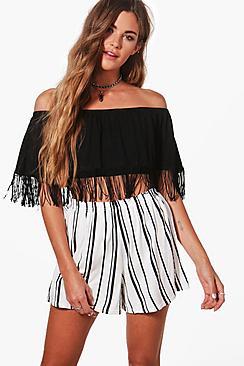 Boohoo Taya Striped Jersey Shorts