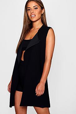 Boohoo Petite Sleeveless Waterfall Duster