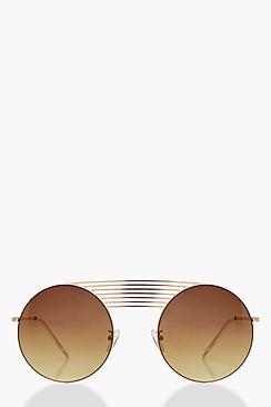 Boohoo Grace Multi Bridge Round Sunglasses
