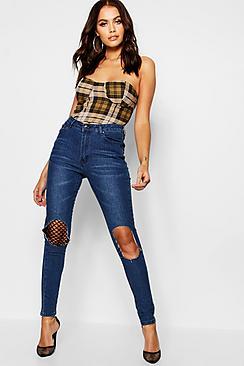 Boohoo Fishnet Skinny Jeans