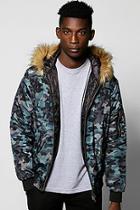 Boohoo Faux Fur Hooded Camo Jacket