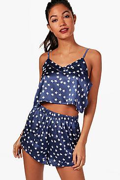 Boohoo Tia Star Print Crop & Shorts