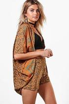 Boohoo Sophie Woven Print Kimono & Shorts Co-ord