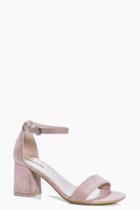 Boohoo Rachel Low Block Heel Two Part Nude