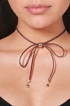 Boohoo Phoebe Skinny Corn Bow & Bell Choker