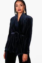 Boohoo Mariana Boutique Velvet Lined Shawl Collar Jacket