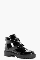 Boohoo Charlotte Patent Cut Work Chunky Boot
