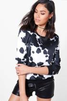 Boohoo Angela Printed Long Sleeve Sweat White