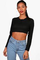 Boohoo Victoria Rib Knitted Button Front Crop Jumper