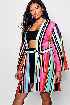 Boohoo Plus Isabella Stripe Kimono