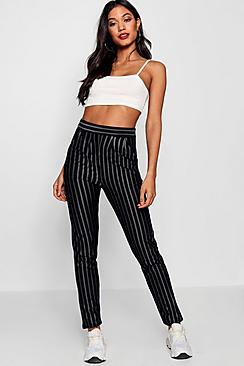 Boohoo Pinstripe High Waist Trouser