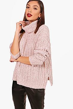 Boohoo Rebecca Roll Neck Rib Knit Jumper