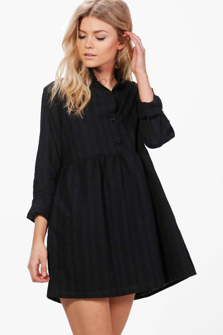 Boohoo Petite Sofia Broderie Anglaise Woven Skater Dress Black