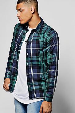 Boohoo Green Check Long Sleeve Shirt