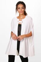 Boohoo Rebecca Button Front Cape Cream
