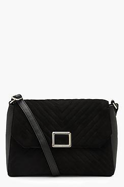 Boohoo Quilted Square Buckle Cross Body