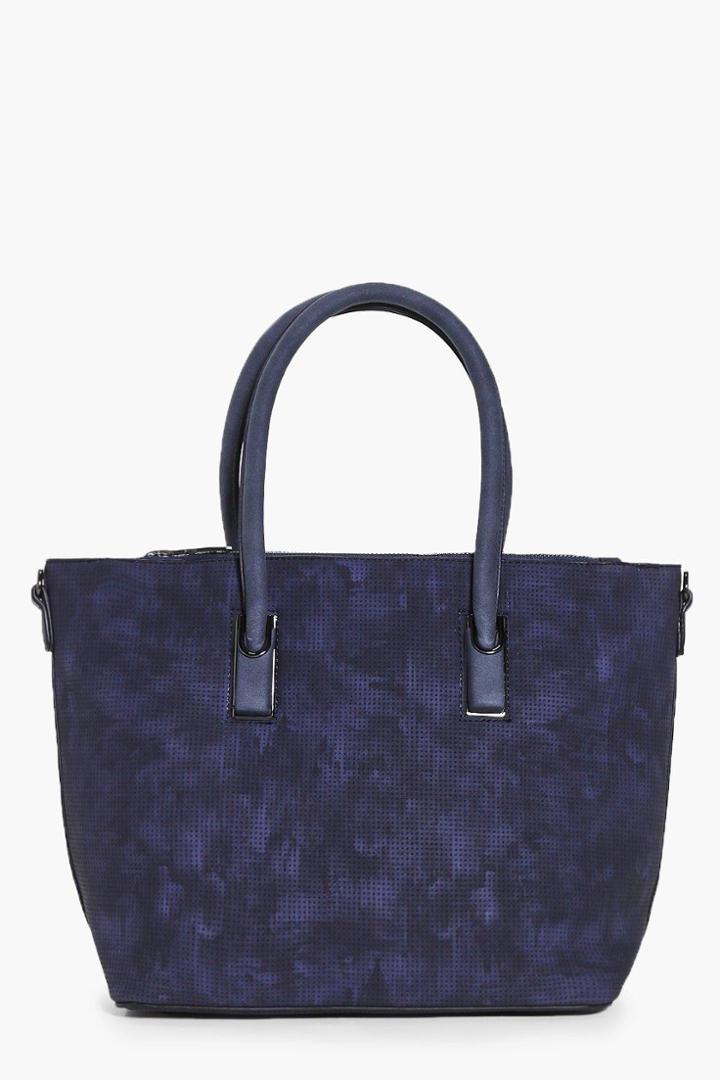 Boohoo Maya Dual Compartment Pu Day Bag Navy