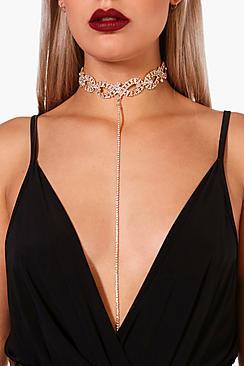 Boohoo Plus Rita Diamante Plunge Choker
