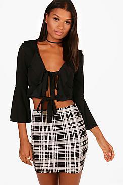 Boohoo Melissa Monochrome Check Basic Jersey Mini Skirt