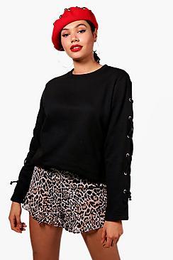 Boohoo Evie Eyelet Sleeve Sweatshirt