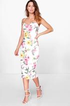 Boohoo Marlena Strappy Floral Midi Bodycon Dress Multi