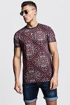 Boohoo Muscle Fit Tile Print Jersey Tee