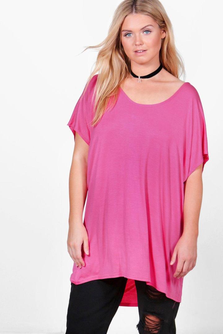 Boohoo Plus Amber Oversize Tee Cerise