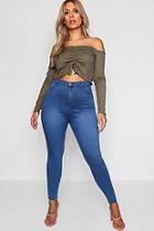 Boohoo Plus Button Contrast Stretch Jegging