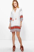 Boohoo Esme Crochet Border Trim Smock Dress Orange