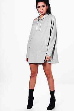 Boohoo Pearl Draw Cord Cold Shoulder Sweat Dress
